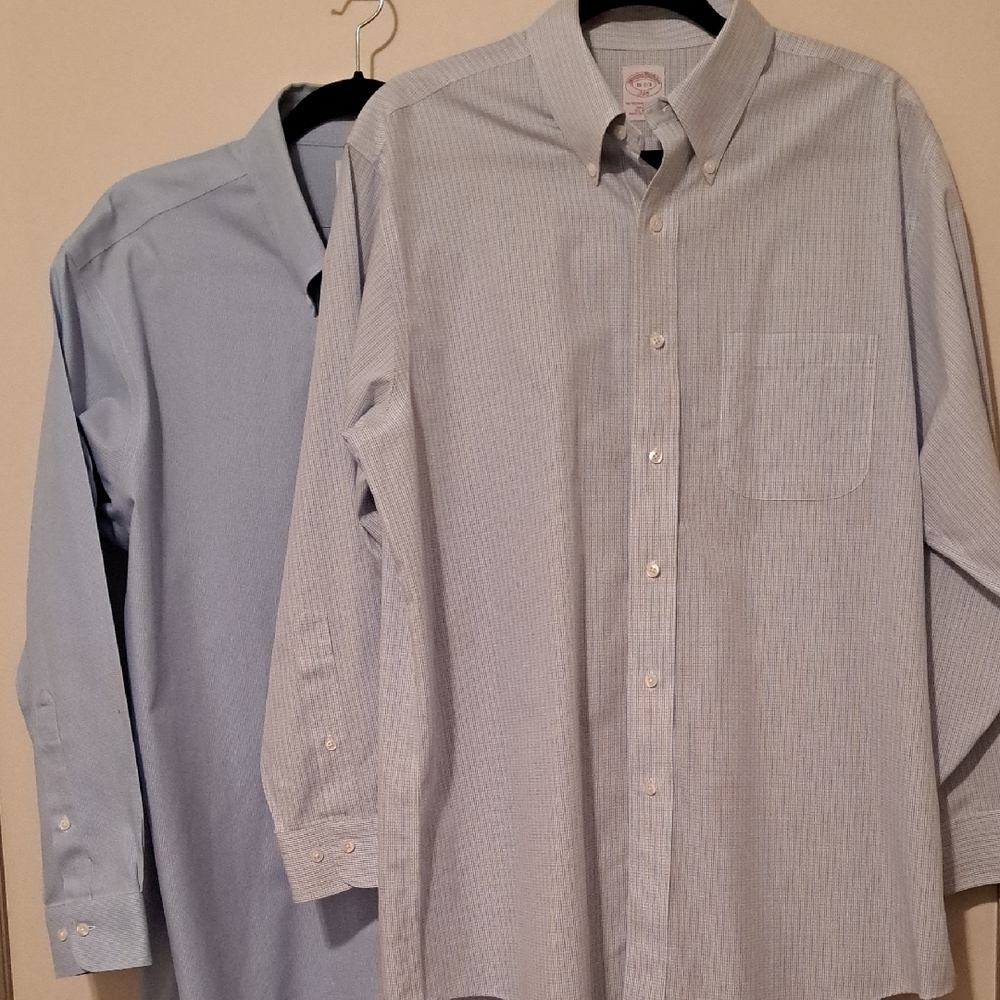 2 Like New Brooks Brothers Blue and White Dress Shirts.Size 16 1/2-2/3